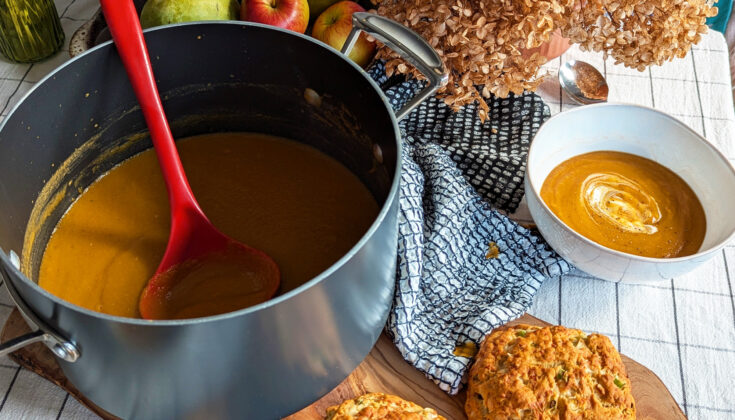 Curried Carrot, Sweet Potato & Red Lentil Soup (GF, DF)