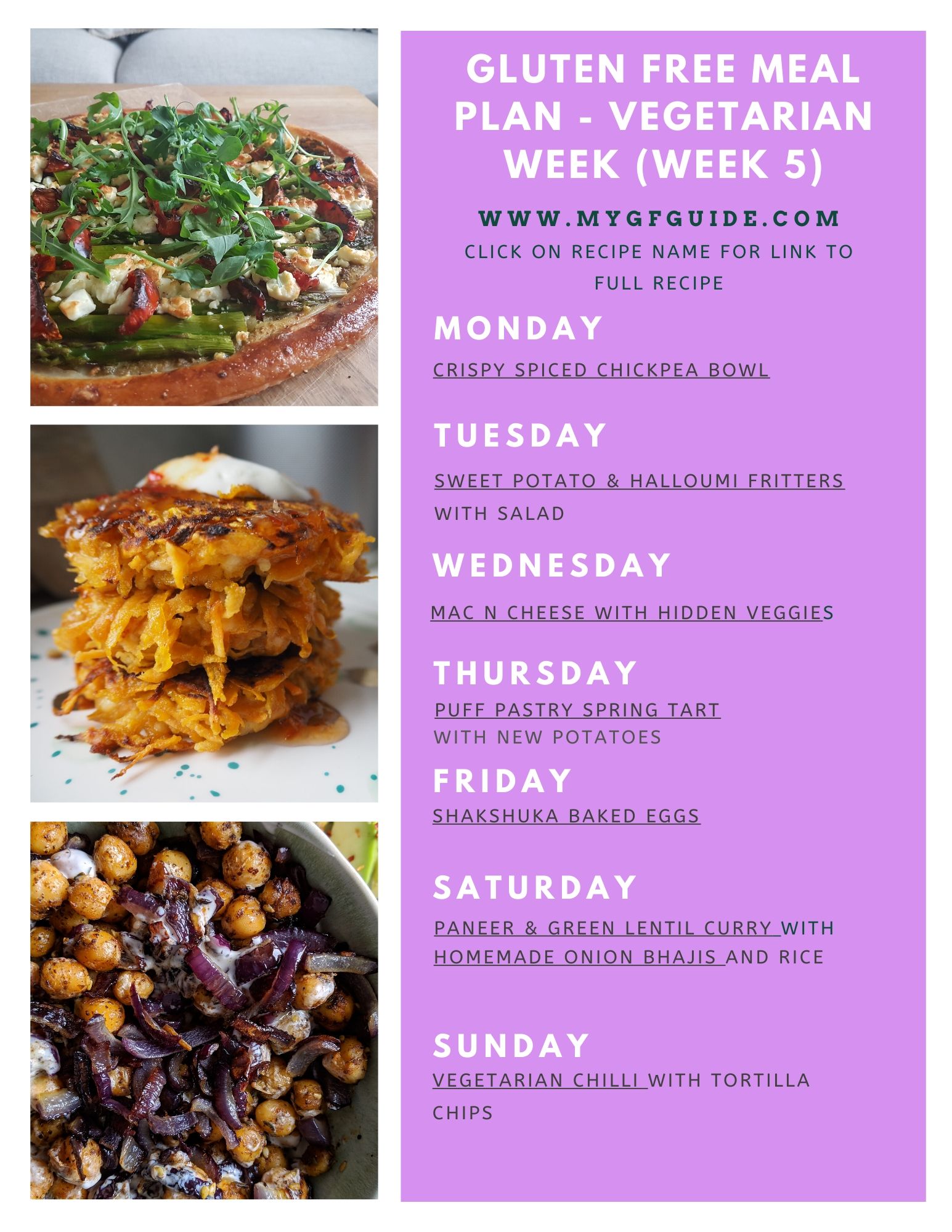 7Day Gluten Free Vegetarian Meal Plan