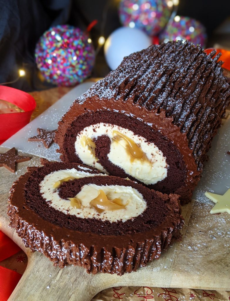 Chocolate Cherry Yule Log Cake Recipe