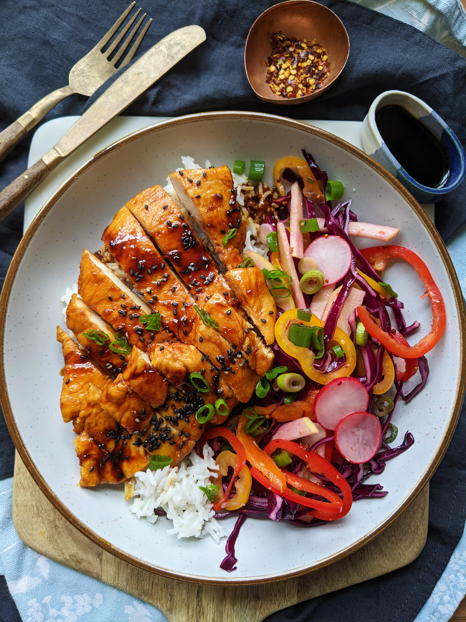 Honey Soy Chicken and Vegetable Salad Bowl