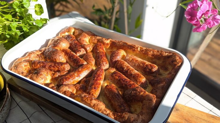 Gluten Free Toad in the Hole with Red Onion Gravy