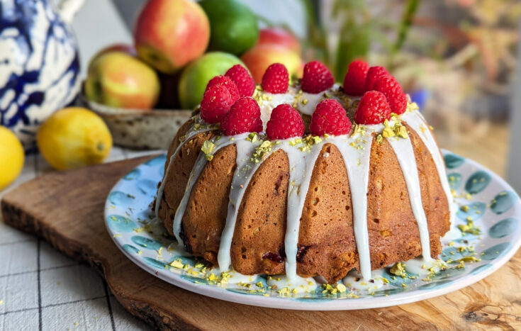 Lemon, Raspberry & Pistachio Bundt Cake (GF)